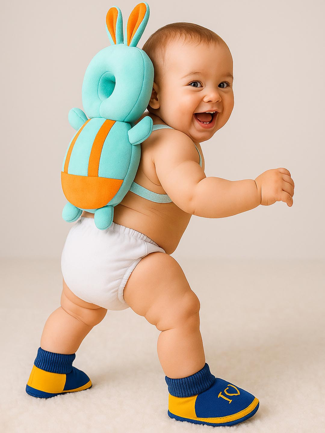 Smartots Green Rabbit Crawling & Walking Soft Baby Head Protector with Booties