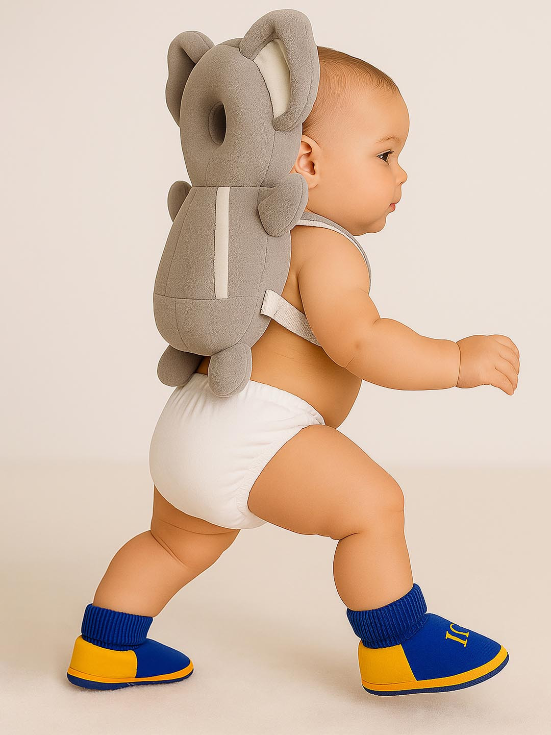 Smartots Grey Elephant Crawling & Walking Soft Baby Head Protector with Booties