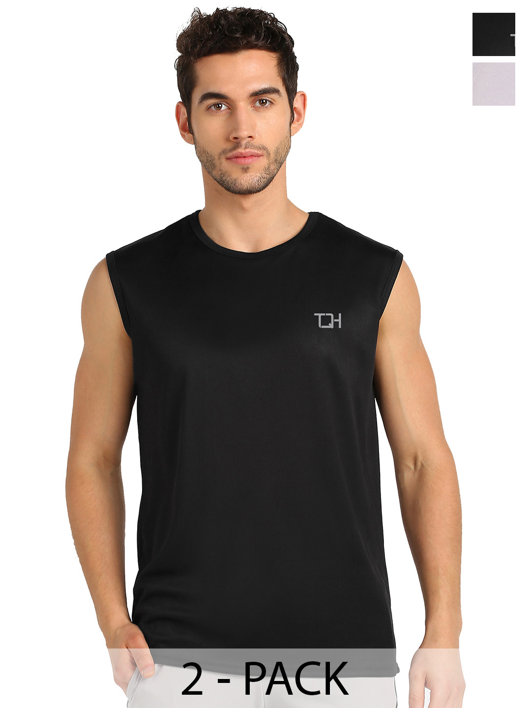 TQH Men Pack Of 2 Knitted Sleeveless Gym Vest