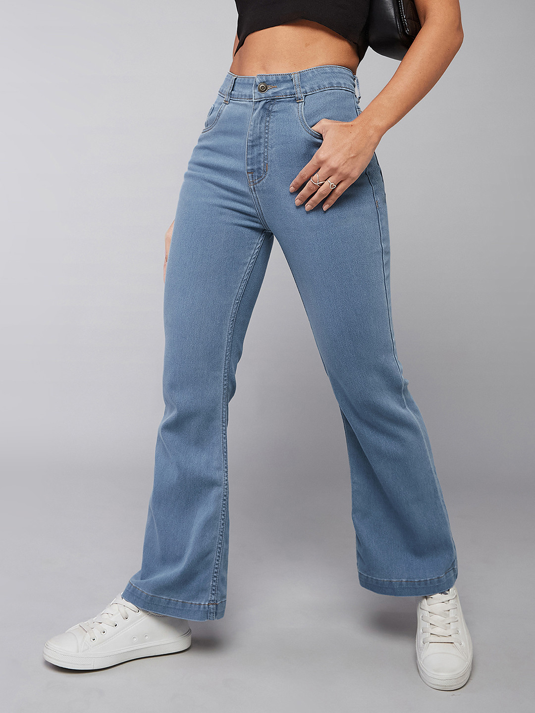 Women's Bootcut High rise Clean look Regular Stretchable Denim Jeans