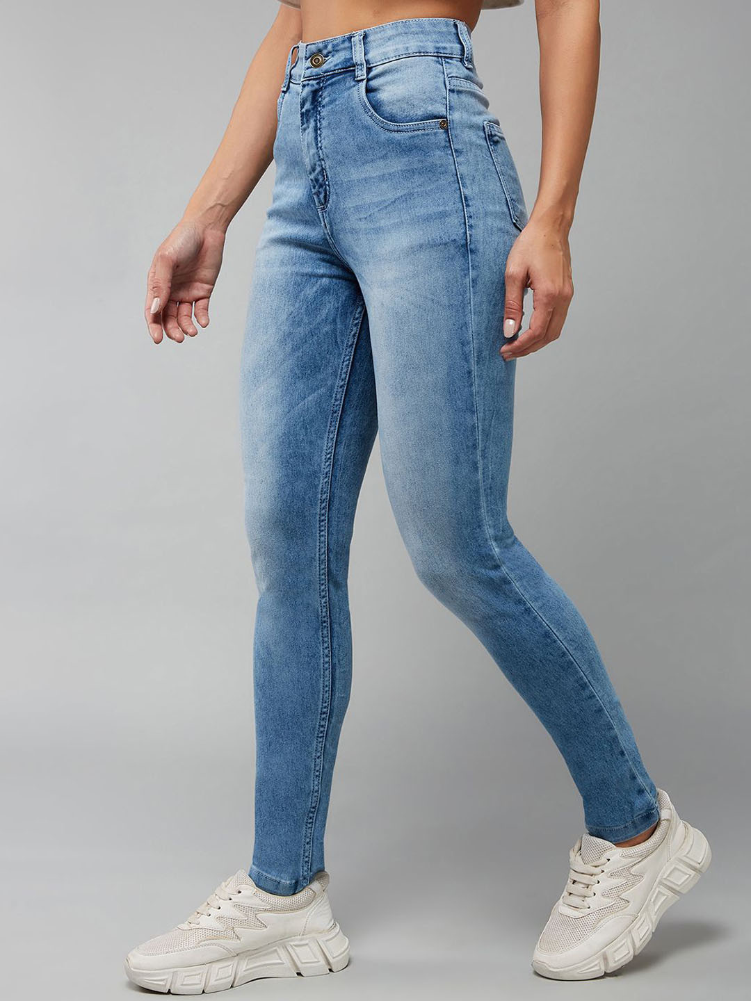 Women's Slim Fit High Rise Regular Length Light Wash Denim Stretchable Jeans