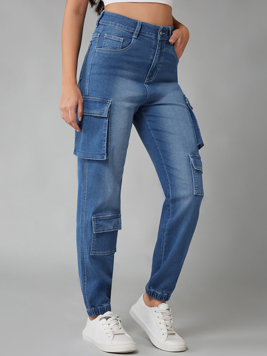 Women's Regular High Rise Regular Stretchable Denim Joggers