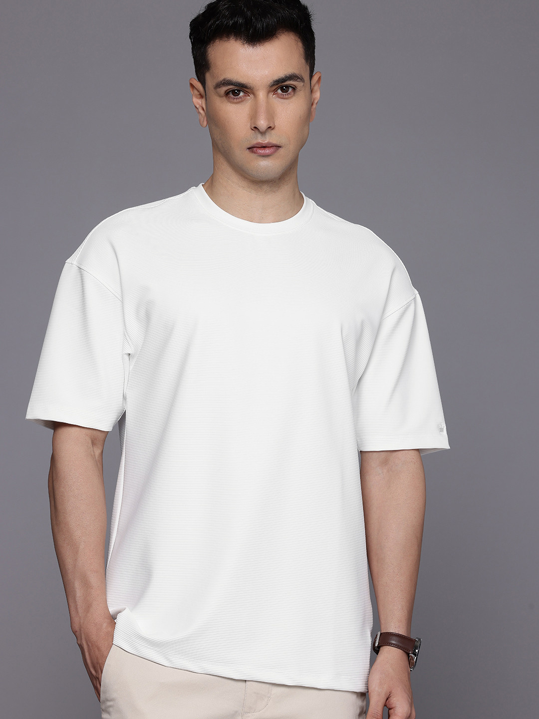 Louis Philippe Ath.Work Ribbed Oversized T-shirt