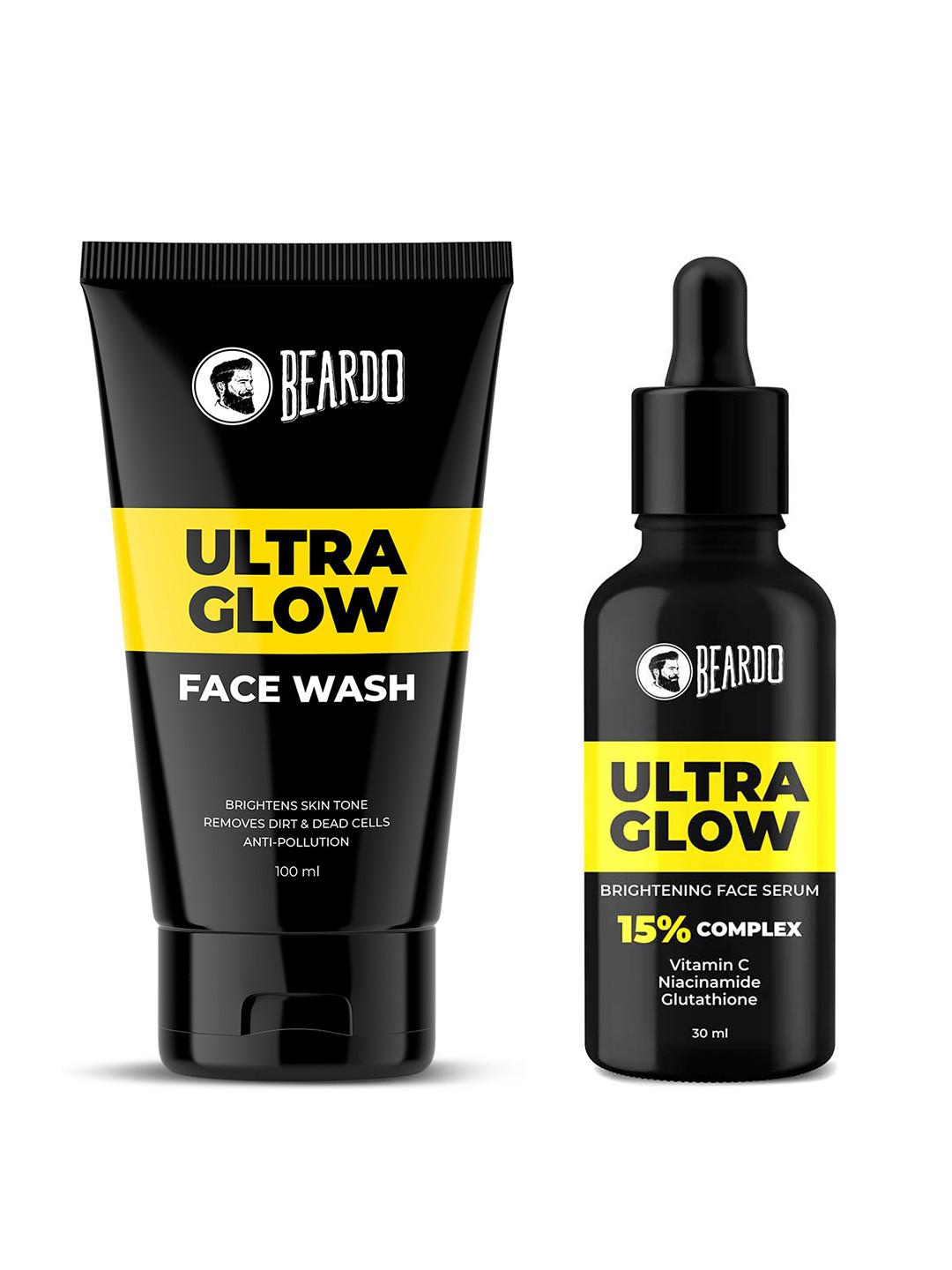 BEARDO Ultra Glow Face Duo - Brightening Face Serum 30ml & Face Wash 100ml