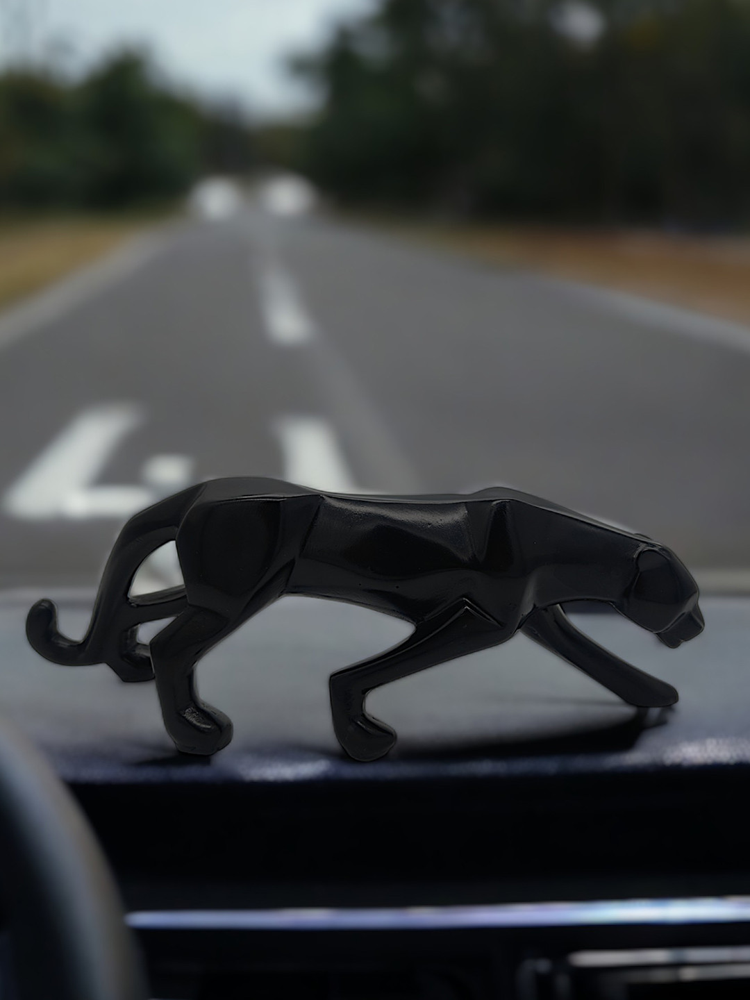 SkyKey Jaguar Sculpture Black Birds & Animals Art Deco Figurine Glossy Showpiece