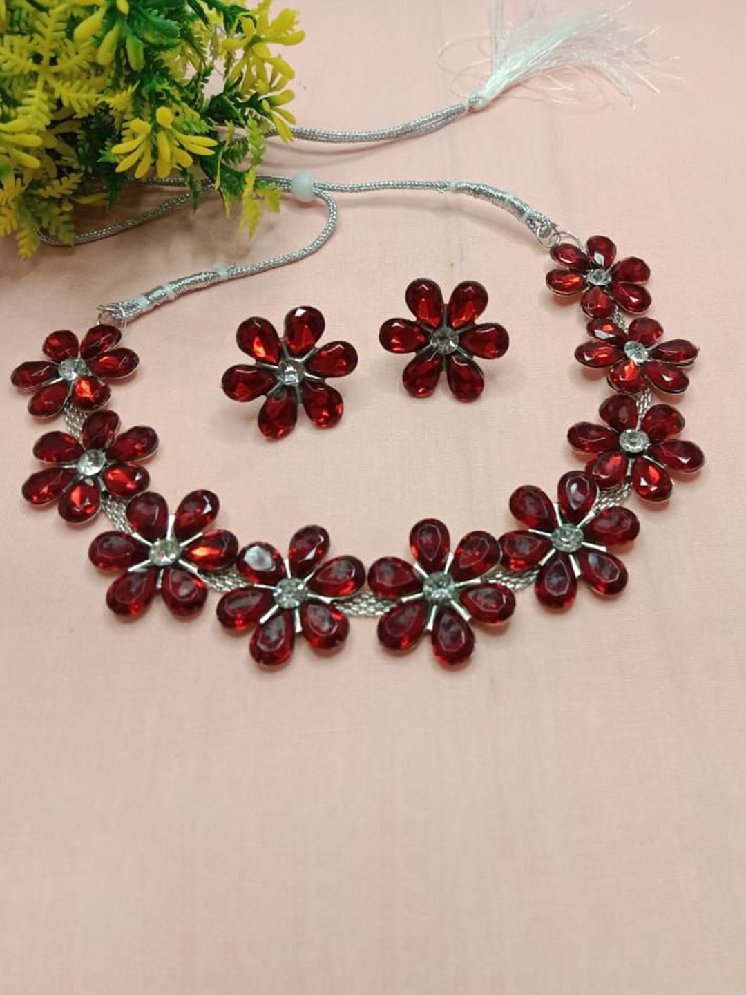 AL ADAM FASHION Women Sliver-Plated Stone-Studded Jewellery Set