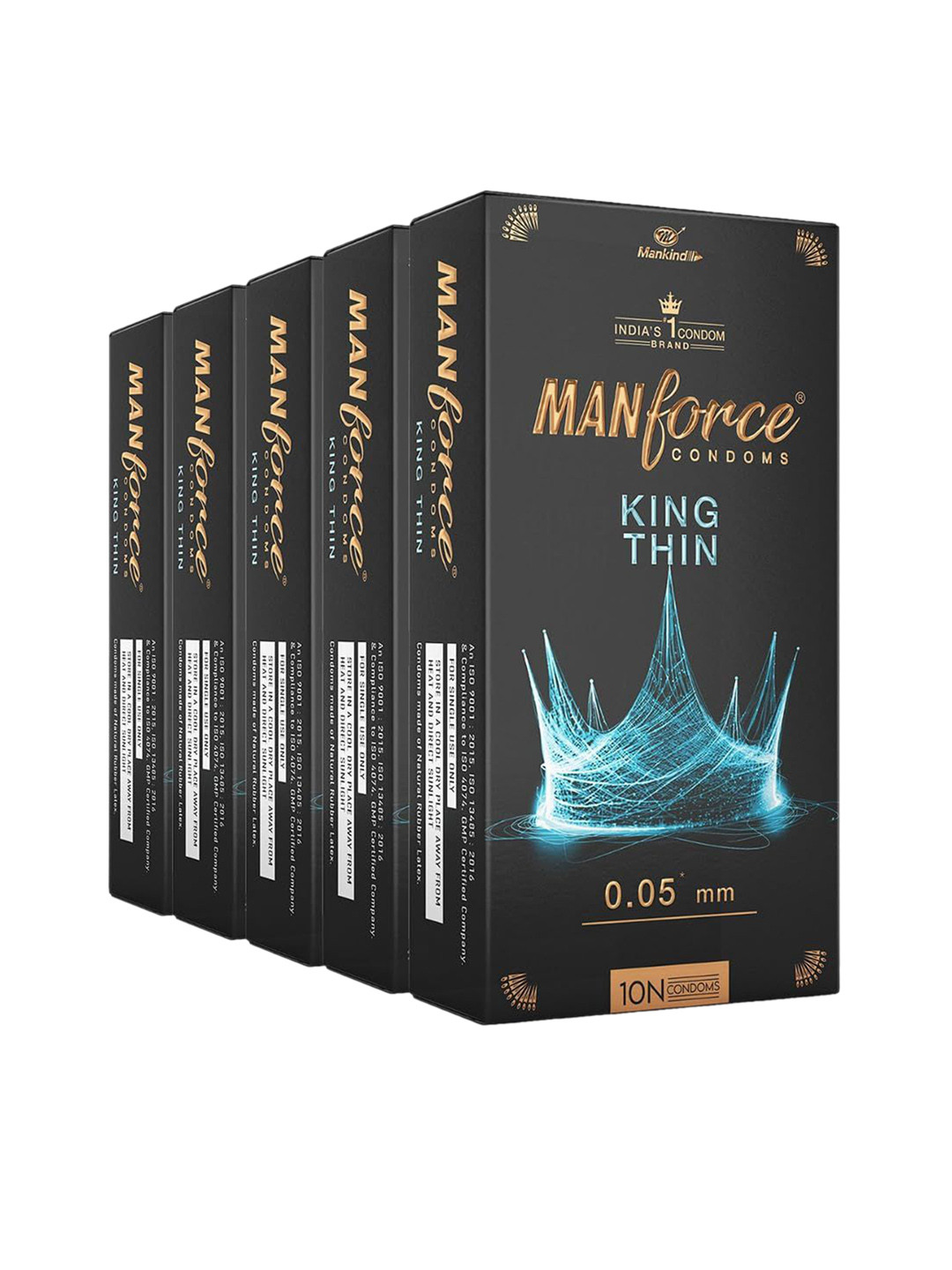 Manforce Set Of 5 King Thin Ultra-Thin Condoms- 10 Condoms Each