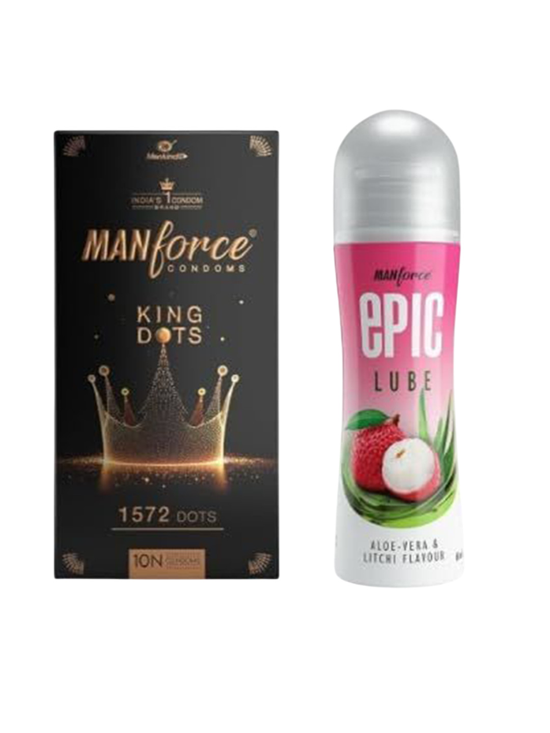 Manforce Set Of 2 King Dots Extra Dotted Condoms-10 Condoms With Epic Lube -60 ml