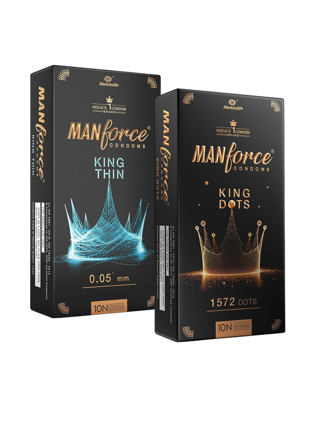 Manforce Set Of 2 King Dots & King Thin Ultra-Thin Condoms - 10 Condoms Each