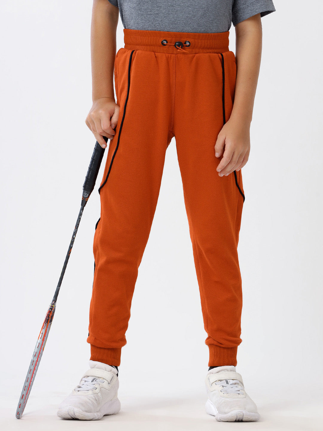 Dotokids Brown Sporty Piping Jogger Track Pants