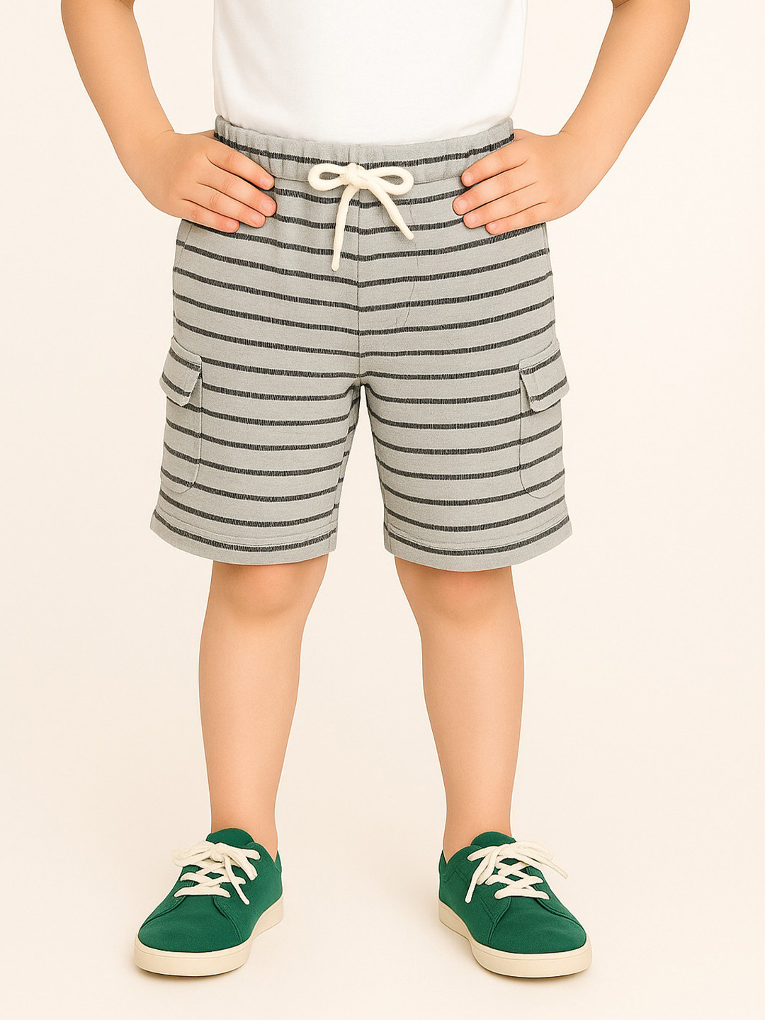 JusCubs Boys Striped Technology Mid-Rise Cargos Shorts