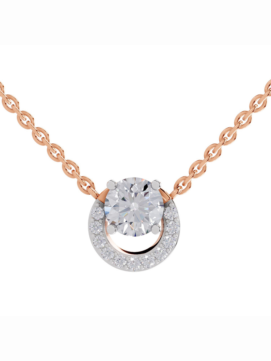 Sparkles Women 14K Rose Gold Lab Grown Diamond 1.15 Carat Round Shape Diamond Necklace