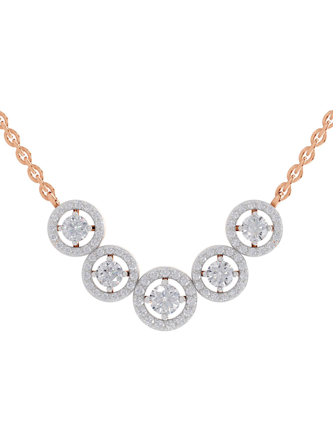 Sparkles 14K Rose Gold Lab Grown Diamond 1 Carat Round Shape Diamond Necklace