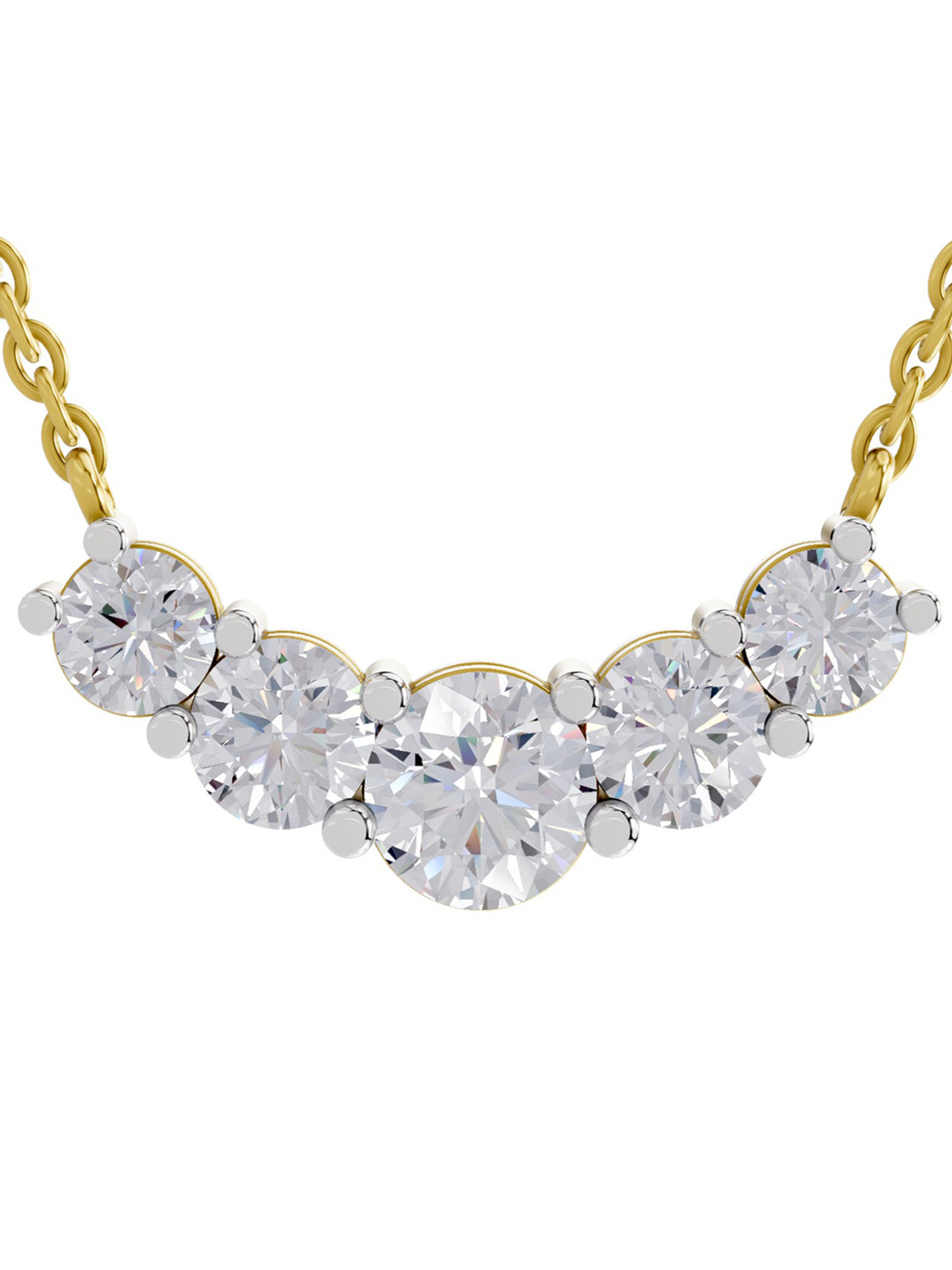 Sparkles 14K Yellow Gold Lab Grown Diamond 2.8 Carat Round Shape Diamond Necklace