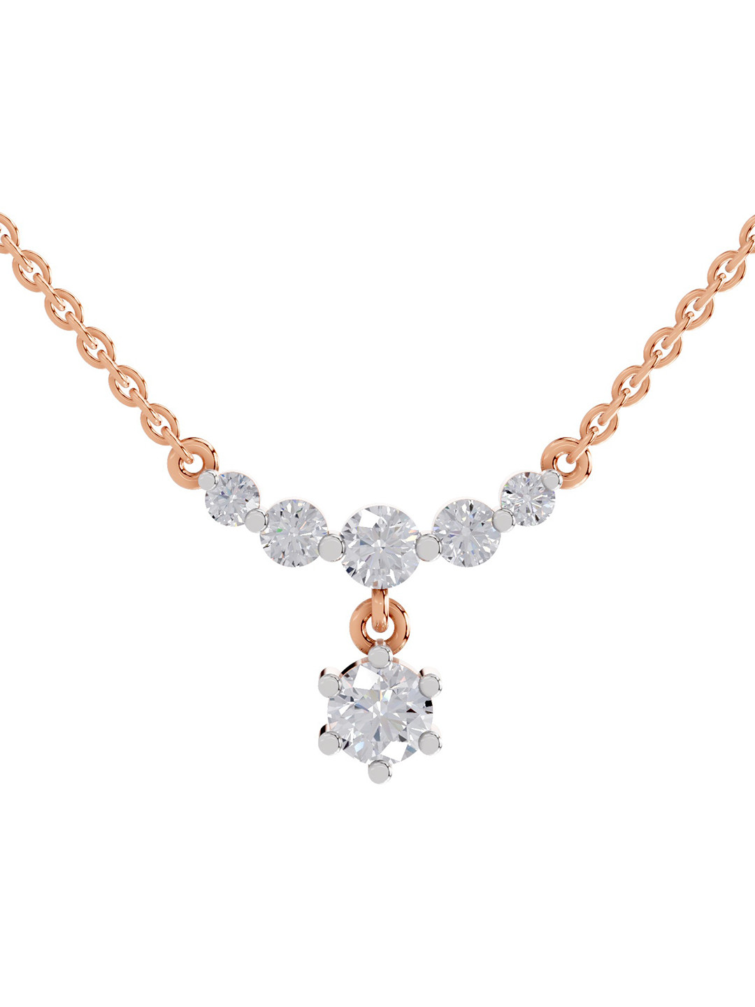 Sparkles 14K Rose Gold Lab Grown Diamond 1.13 Carat Round Shape Diamond Necklace