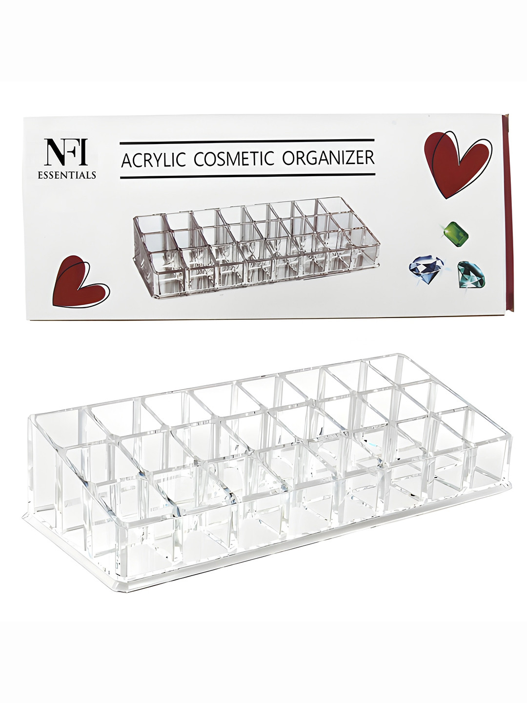 NFI essentials Transparent 24-Slot Makeup Organiser