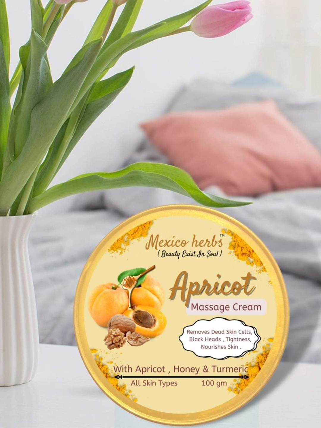 Mexico herbs Apricot Massage Cream With Honey & Turmeric - 100 g