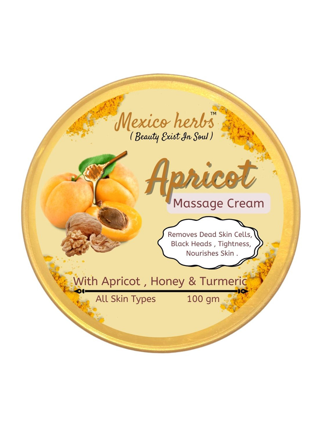 Mexico herbs Apricot Massage Cream With Honey & Turmeric - 100 g