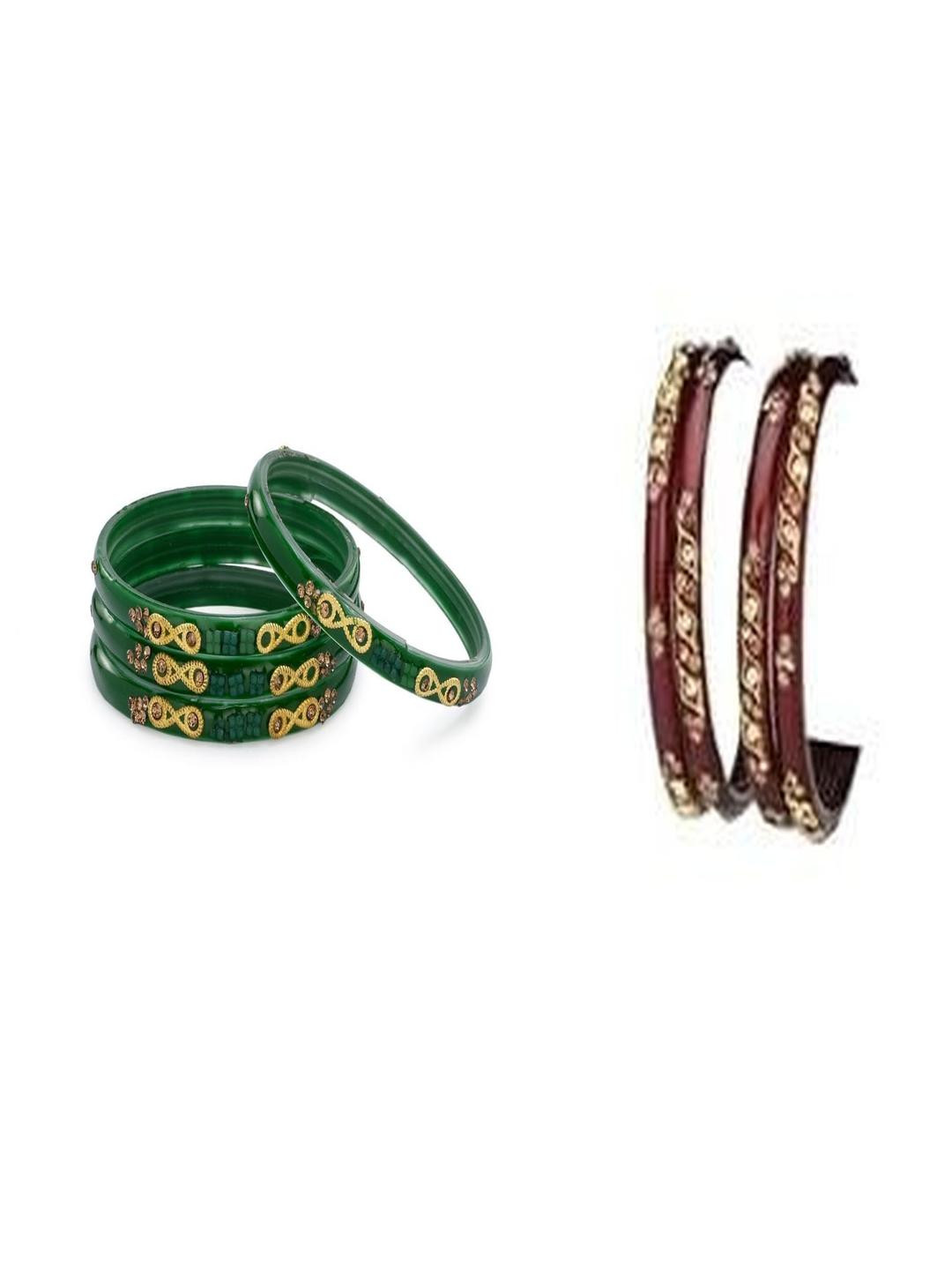 SOMIL Set Of 8 Green Bangles