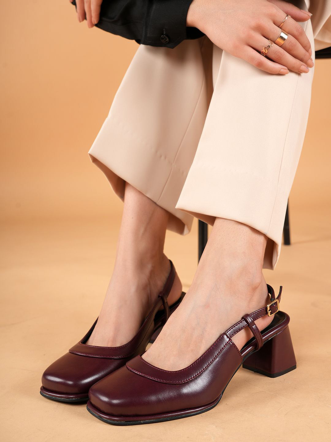 Chemistry Women Round Toe Backstrap Block Heels Mary Janes