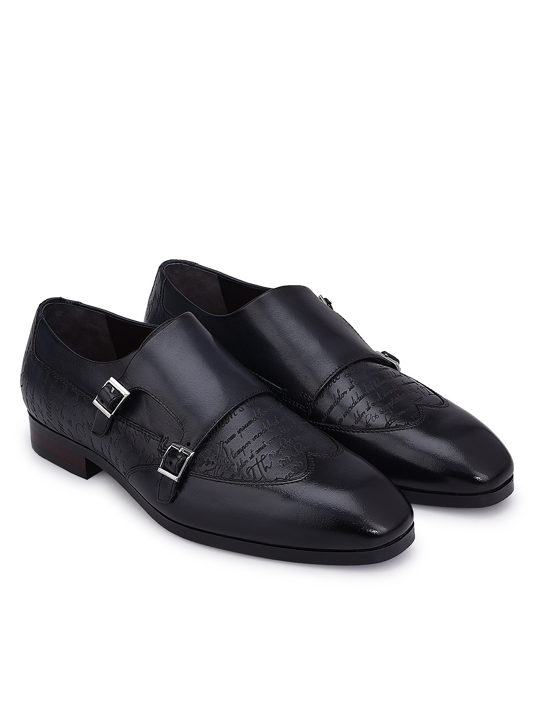 ROSSO BRUNELLO Men Textured Leather Formal Monk Shoes