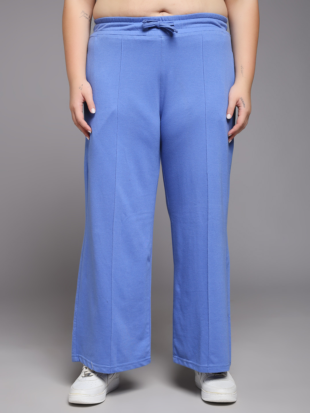 MKH Women Mid-Rise Wide leg Front Seam Track Pants
