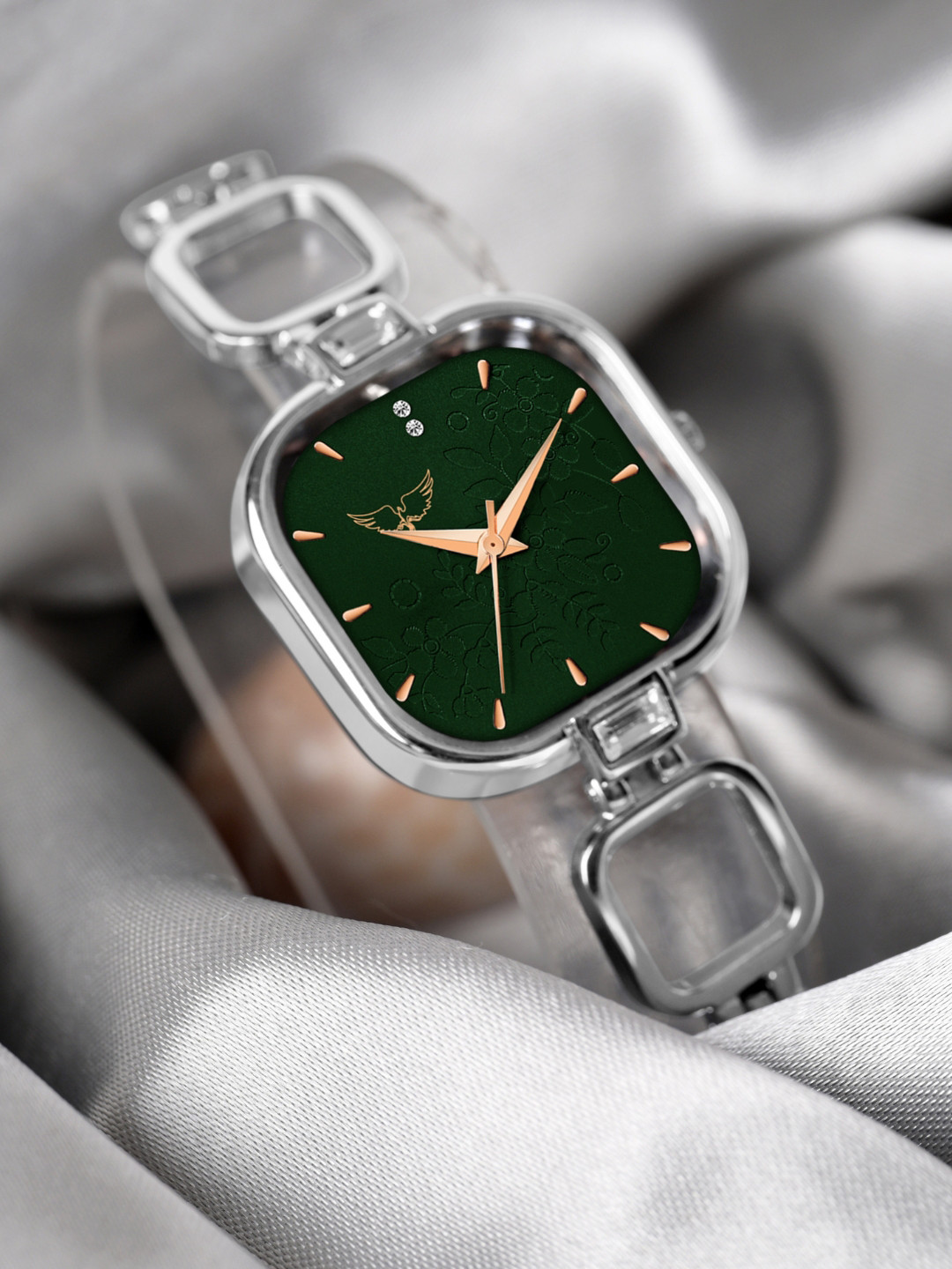 WHITE BIRD Women Square Dial & Bracelet Style Straps Analogue Watch H-5090 Silver