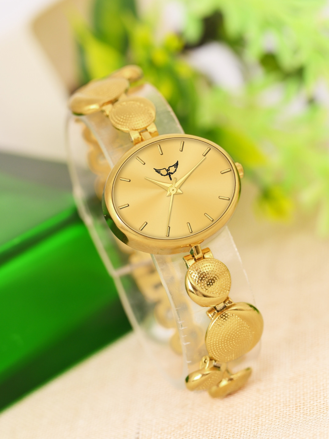 WHITE BIRD Women Brass Dial & Bracelet Style Straps Analogue Watch N-6011 Gold