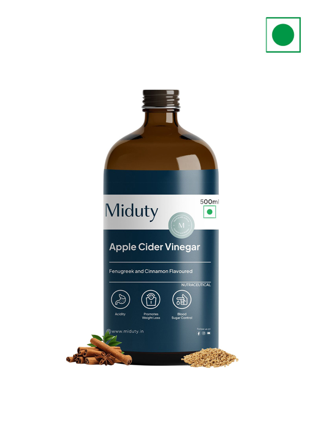 MIDUTY Apple Cider Vinegar Stevia - 500 ml