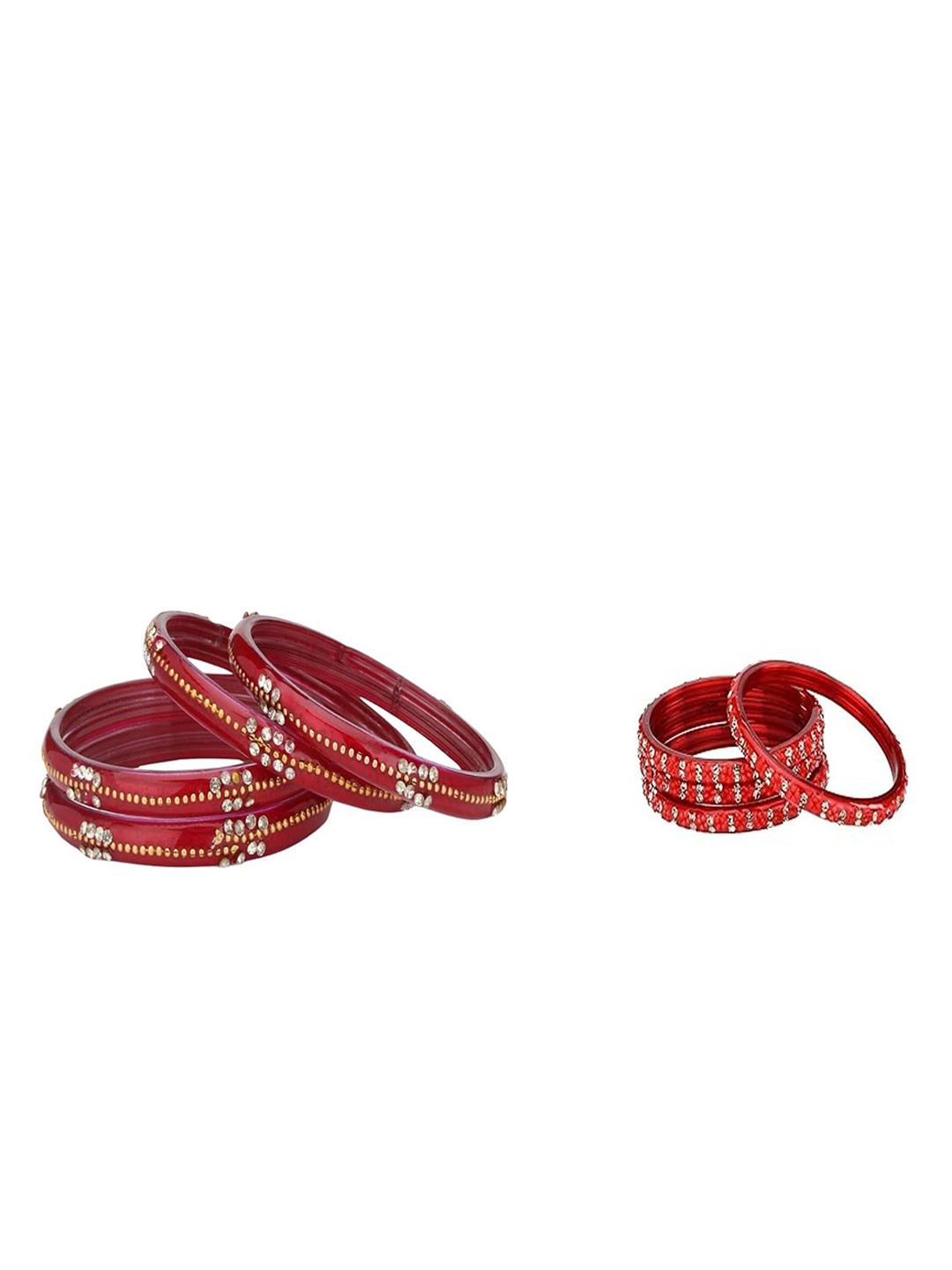 SOMIL Combo of 2 Red Glass Ethnic Handcrafted Traditional Bangles