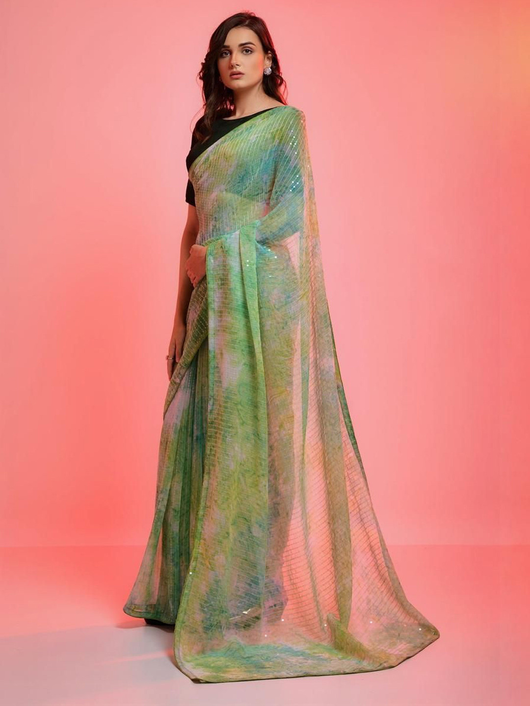 KALINI Embellished Sequance Work Saree