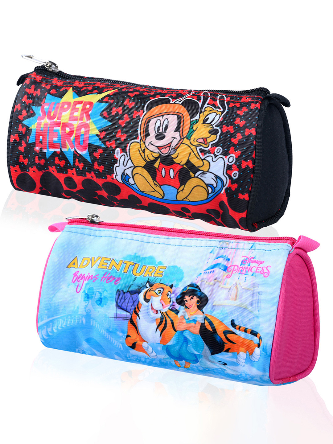 YK Kids Set Of 2 Disney Princess & Mickey Mouse Printed Pencil Pouchs