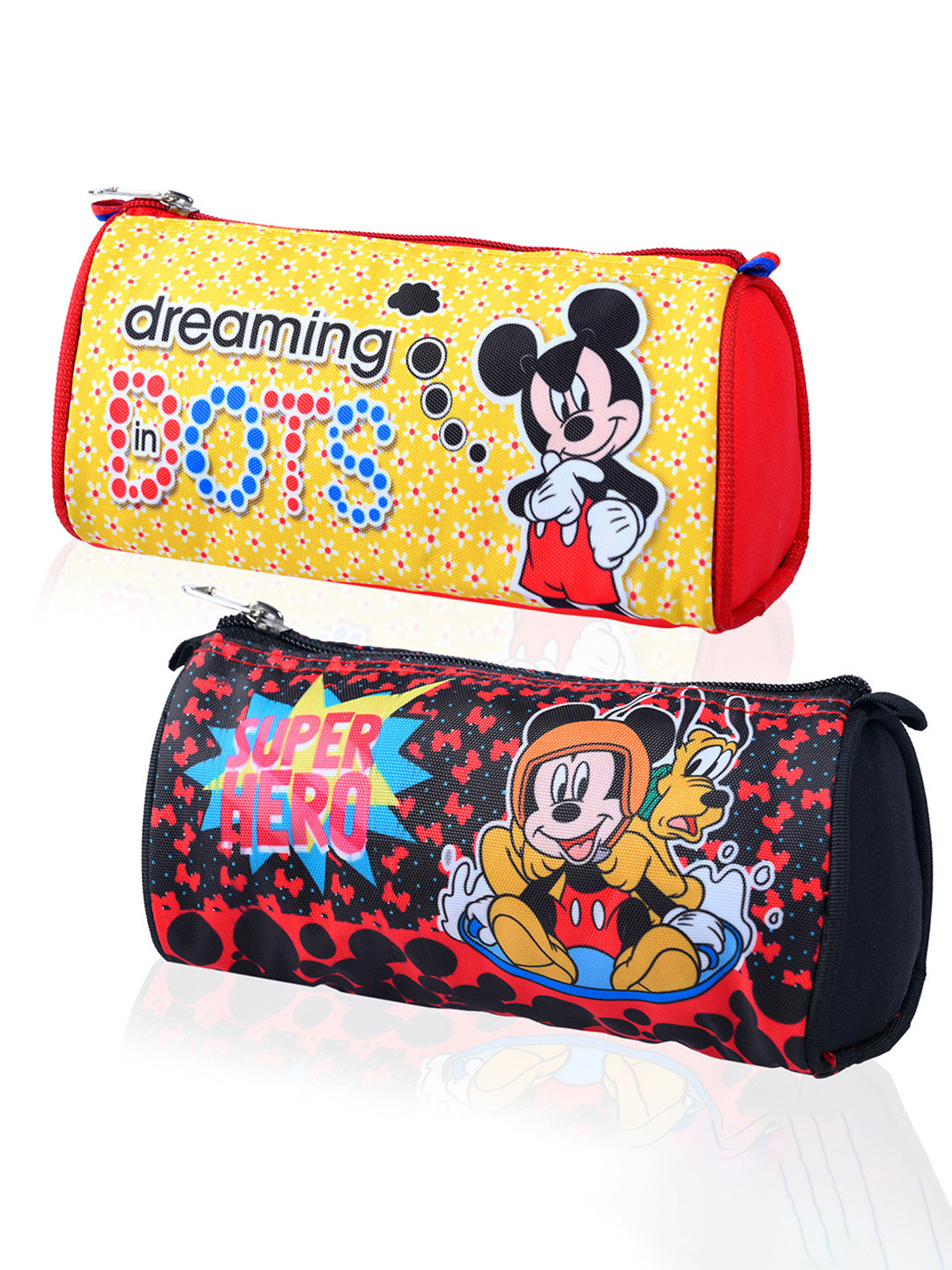 YK Kids Set Of 2 Mickey Mouse & Friends Printed Compact Pencil Pouchs