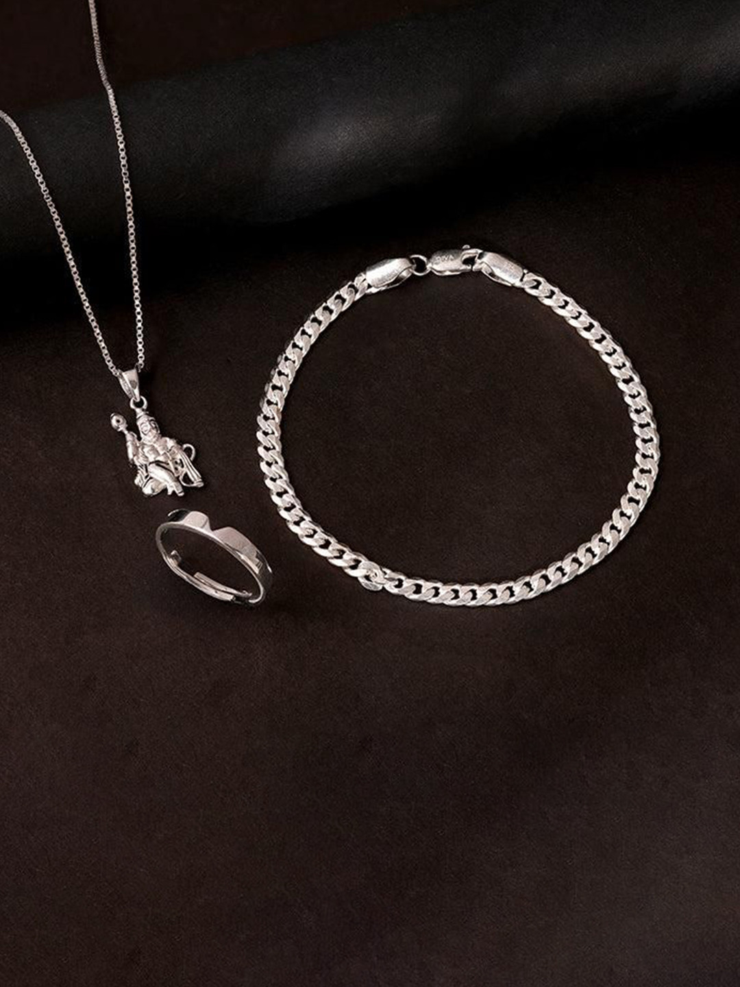 GIVA Men 925 Silver Pendant Necklace with Ring & Bracelet