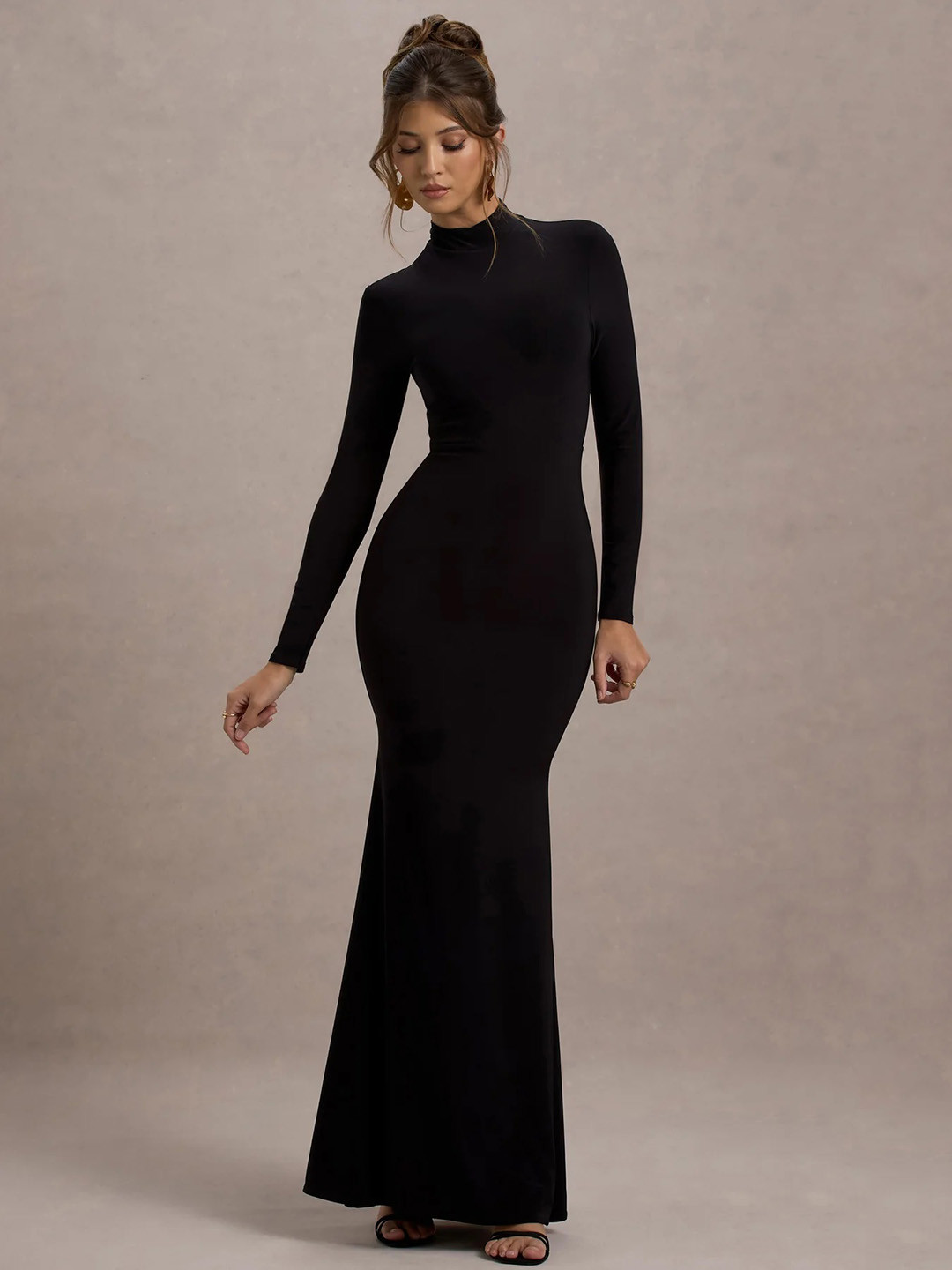 R.Code by The Roadster Life Co. Women High Neck Long Sleeves Bodycon Maxi Dress