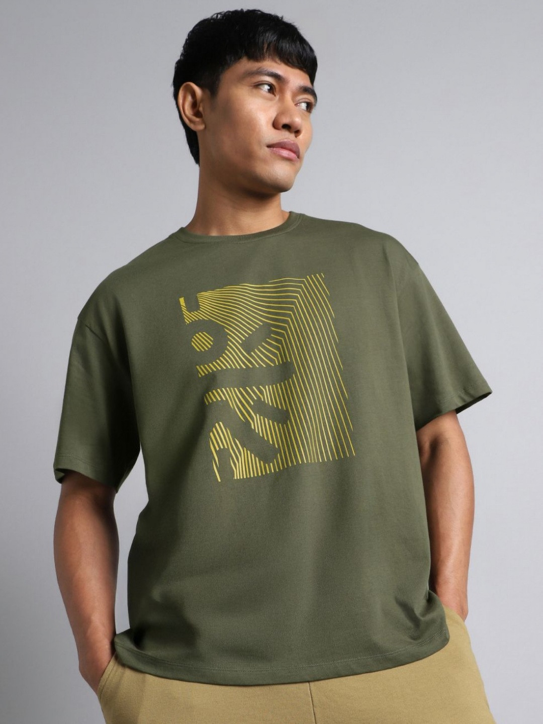 CULT Men Olive Cult Branding Graphic T-shirt