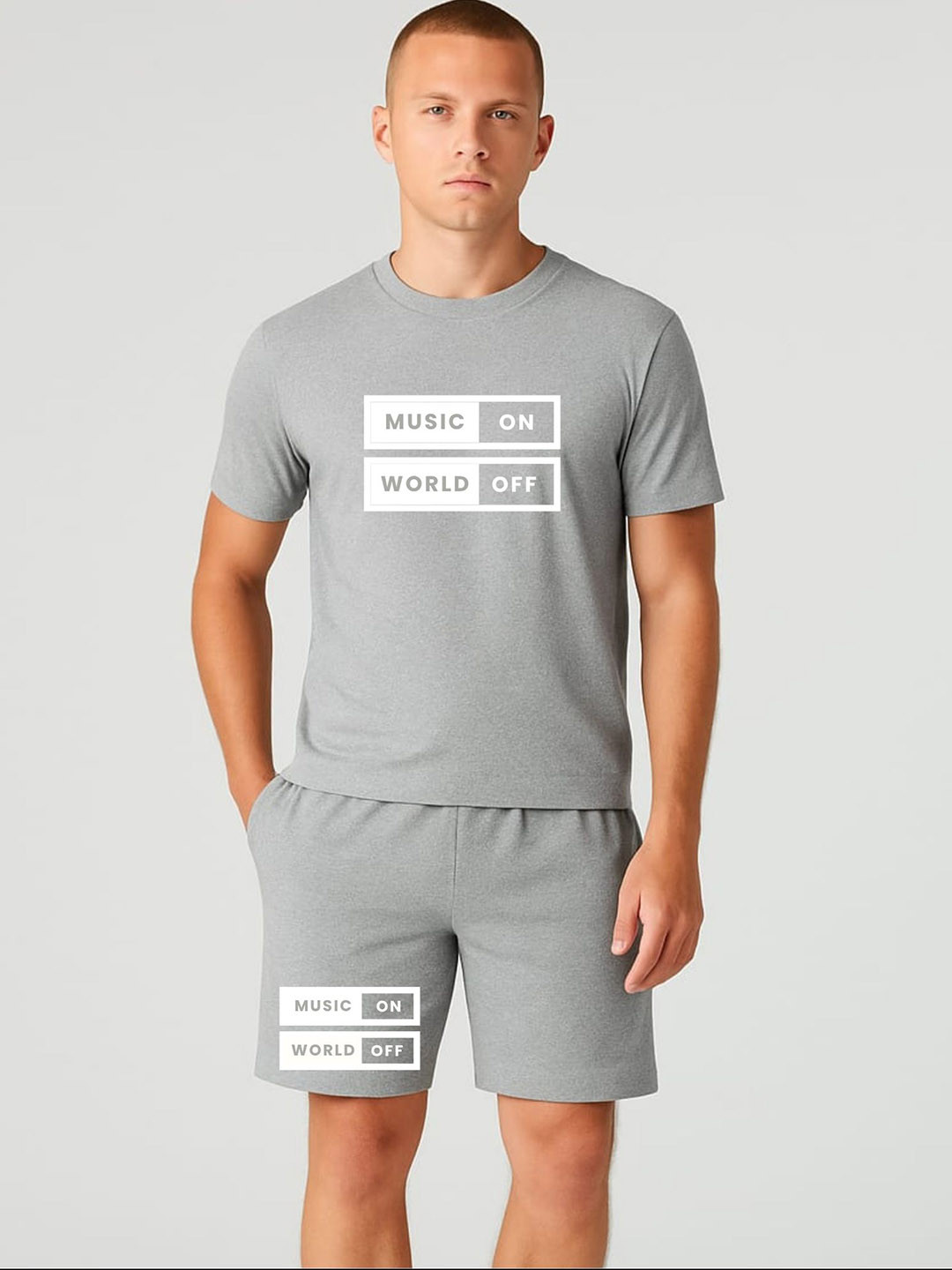 FABSTIEVE Music On Men Printed Round Neck T-Shirt With Shorts Co-Ords