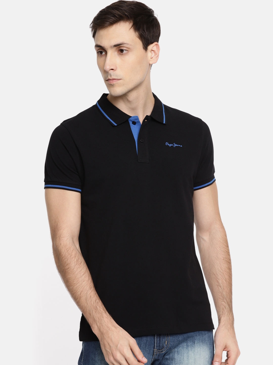 Buy Pepe Jeans Men Black SNIPER IP Polo Collar T Shirt - Tshirts for Men  3877328 | Myntra