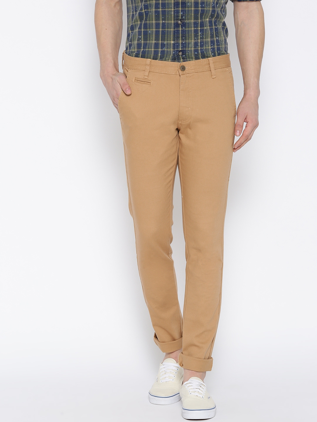 Buy Indigo Nation Men Khaki Ultra Slim Fit Solid Trousers  Trousers for  Men 3881733  Myntra