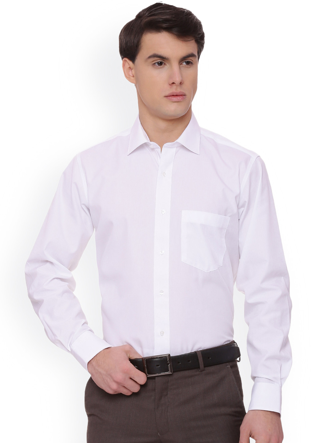 Van Heusen Men White Regular Fit Solid Formal Shirt