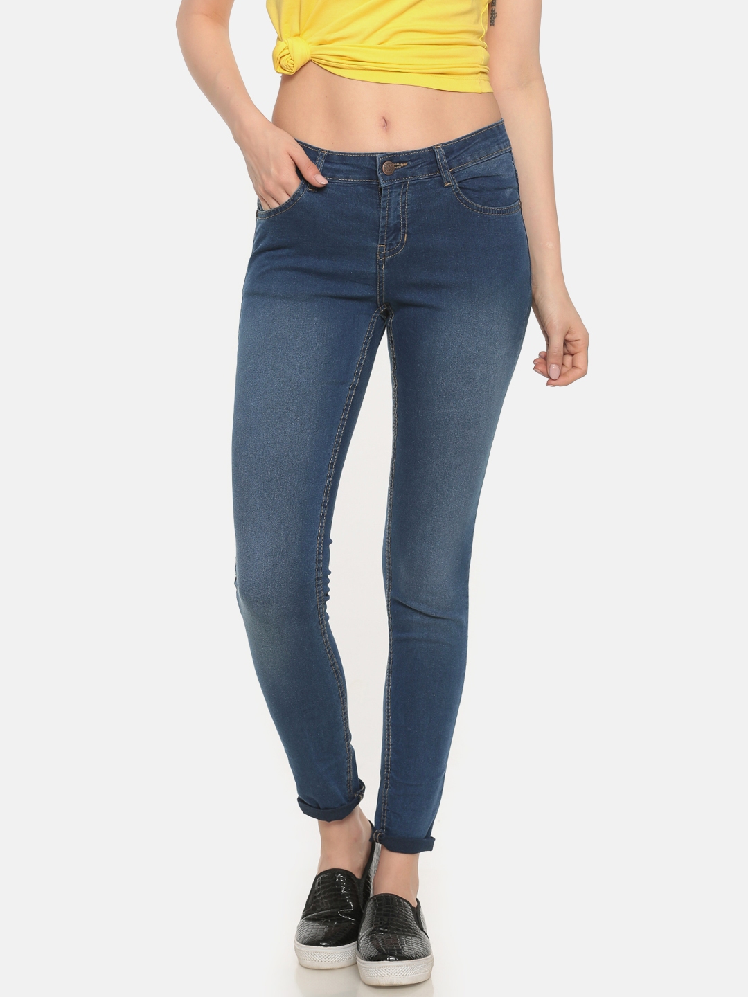 Newport Women Blue Skinny Fit Mid Rise Clean Look Stretchable Jeans