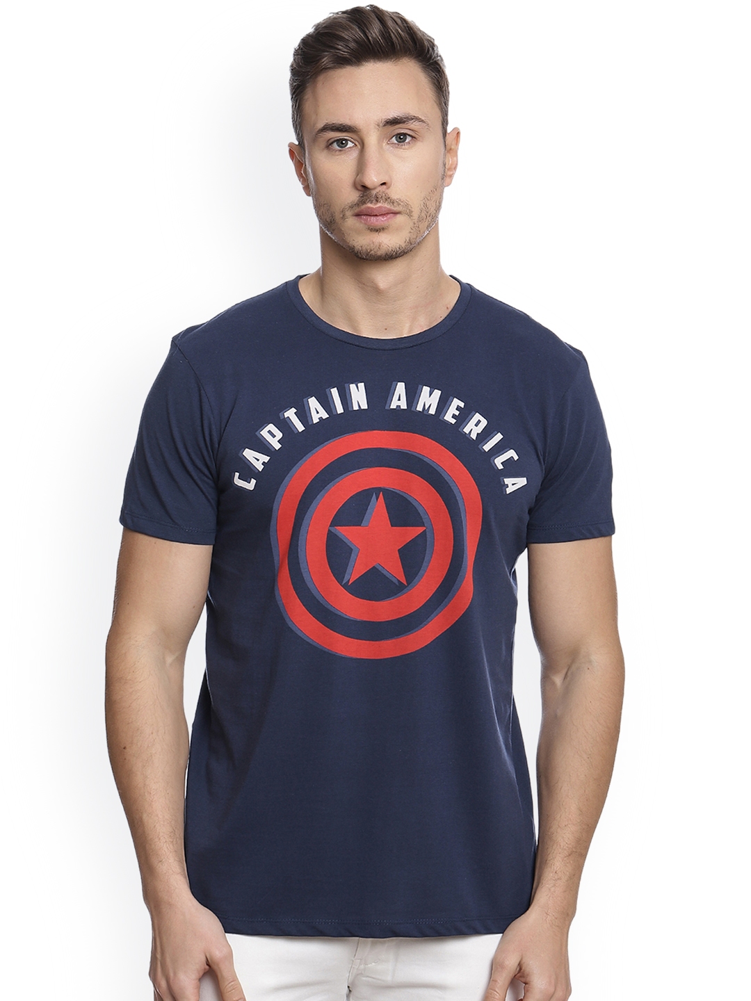 Buy Free Authority Men Blue Captain America Printed T shirt Tshirts for Men 4042116 Myntra
