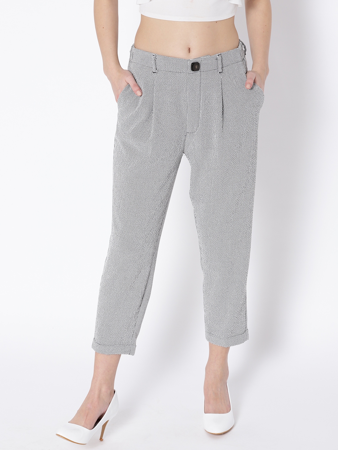 Mango jersey trousers with front split in black  ASOS