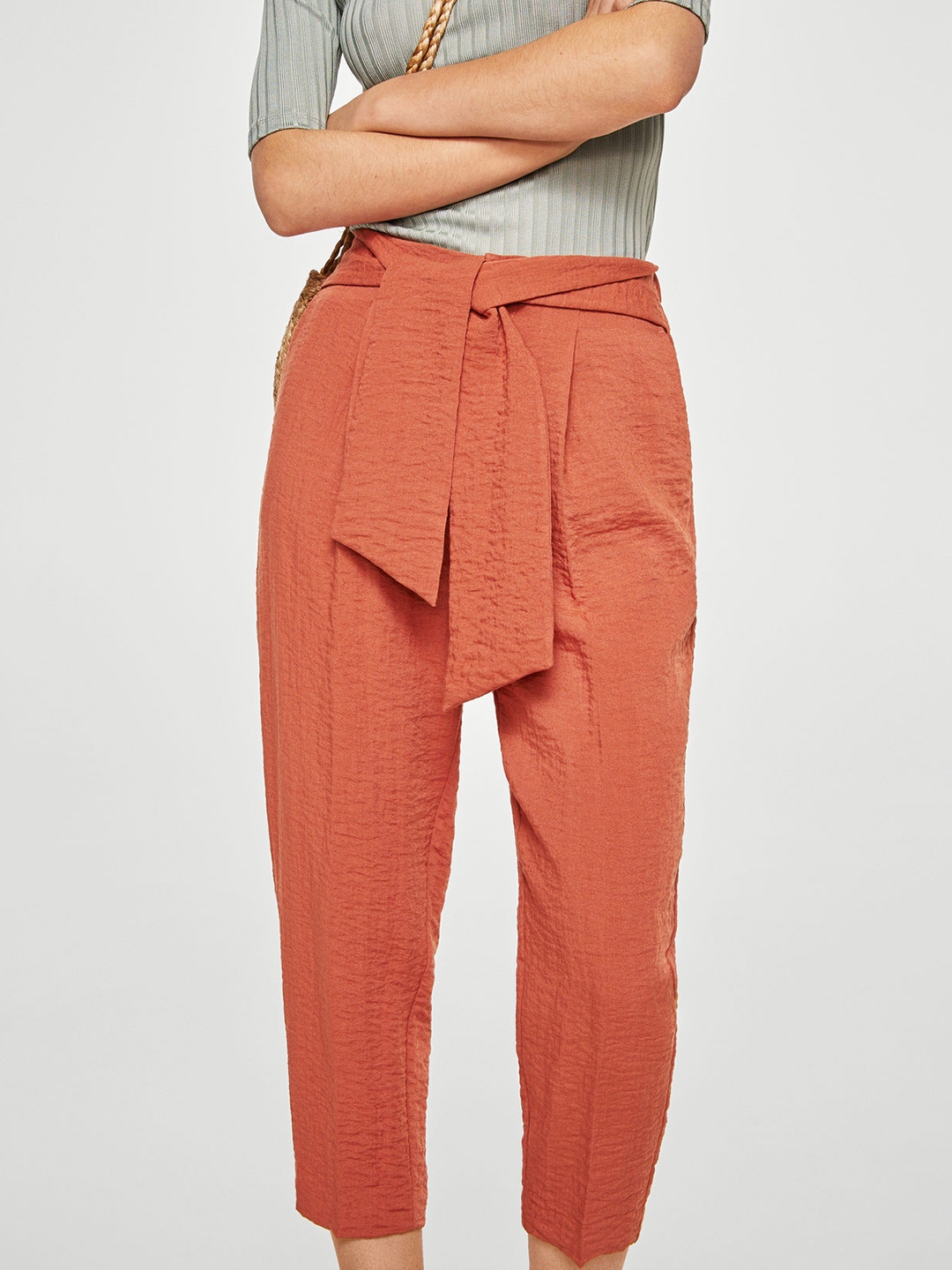 Buy FKNS Womens Rust Jogger Pants With Paperbag Waist  Shoppers Stop