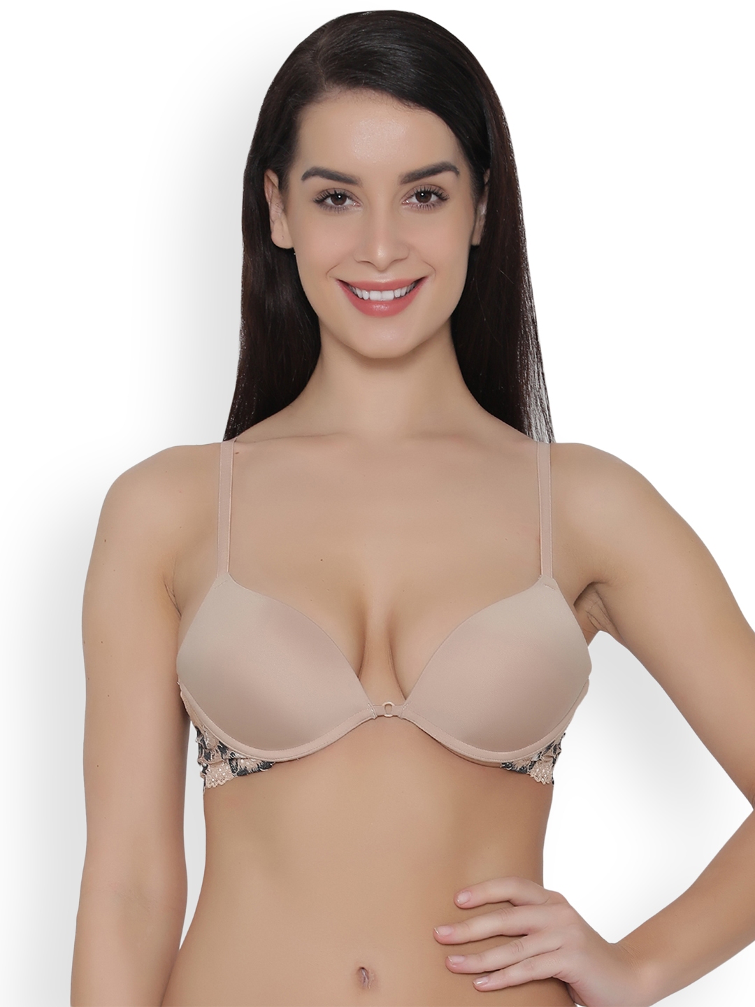 Clovia Women's Polyamide Solid Padded Demi Cup Underwired Push-Up