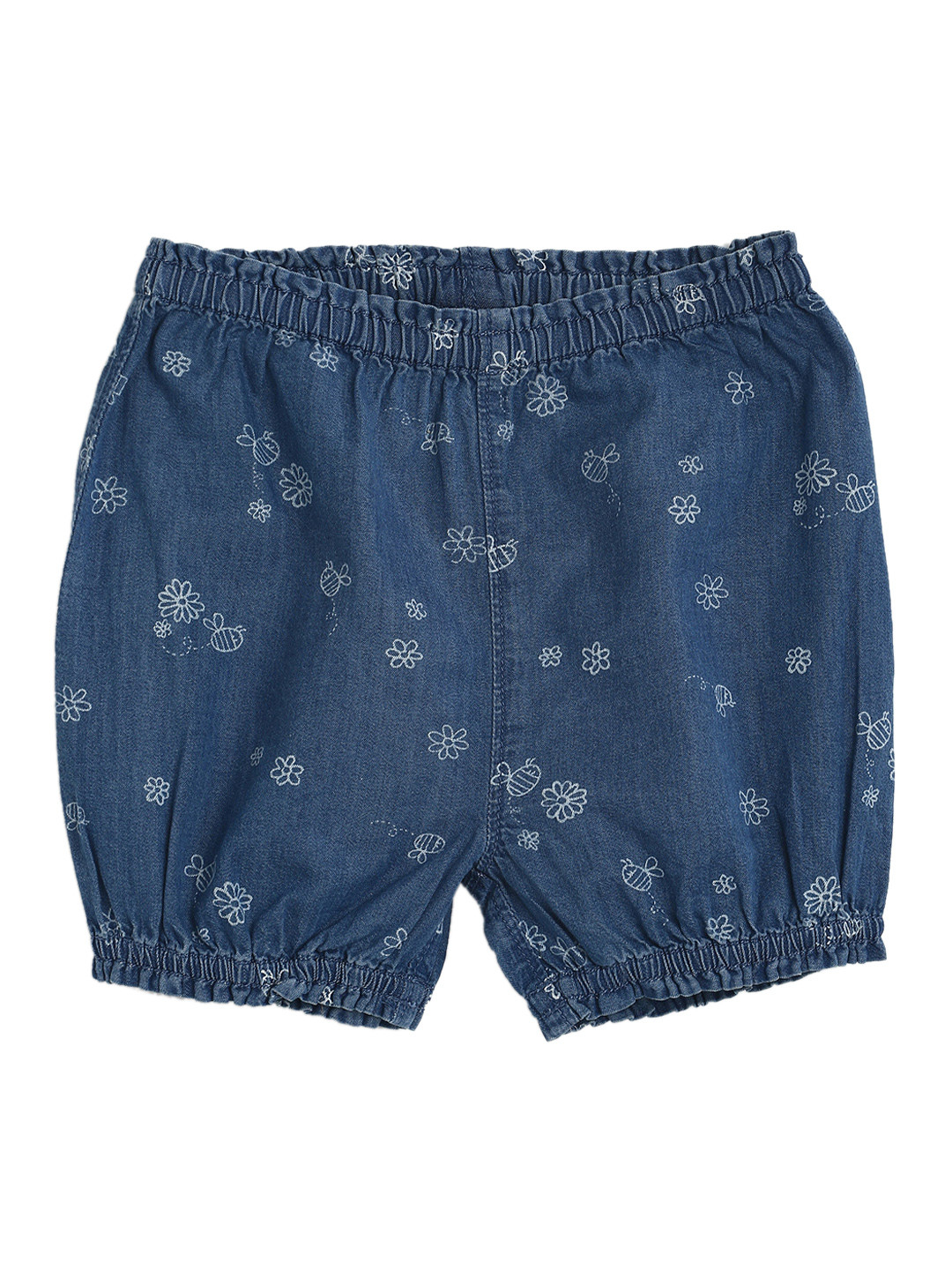 MINI KLUB Girls Navy Blue Printed Regular Fit Regular Shorts
