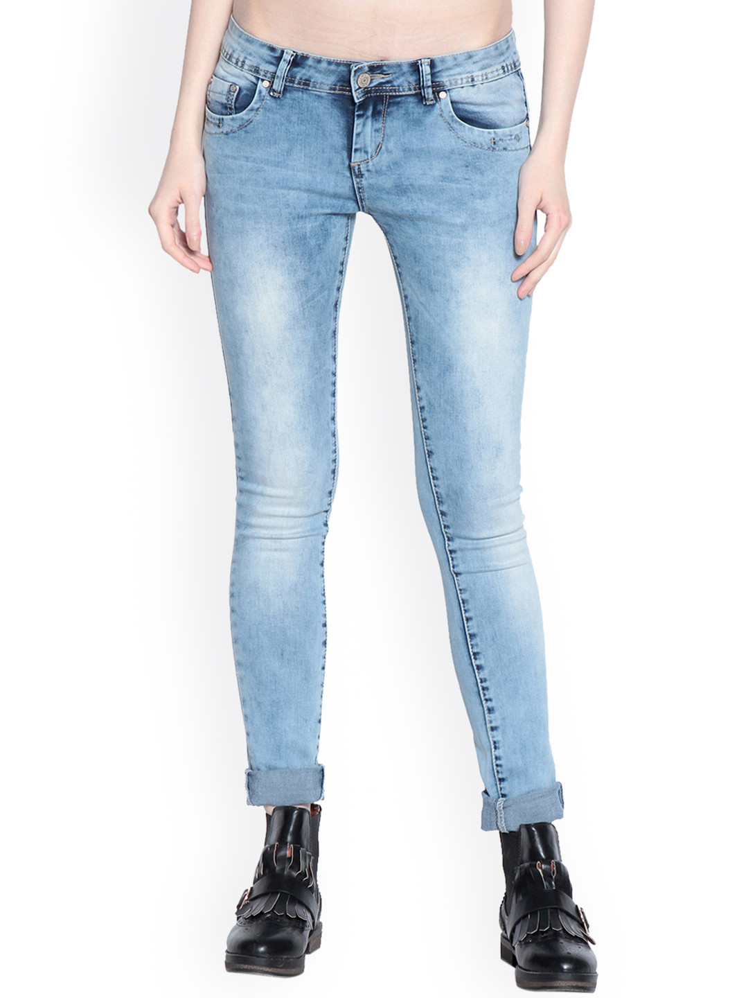 Gipsy Women Blue Slim Fit Mid-Rise Clean Look Stretchable Jeans