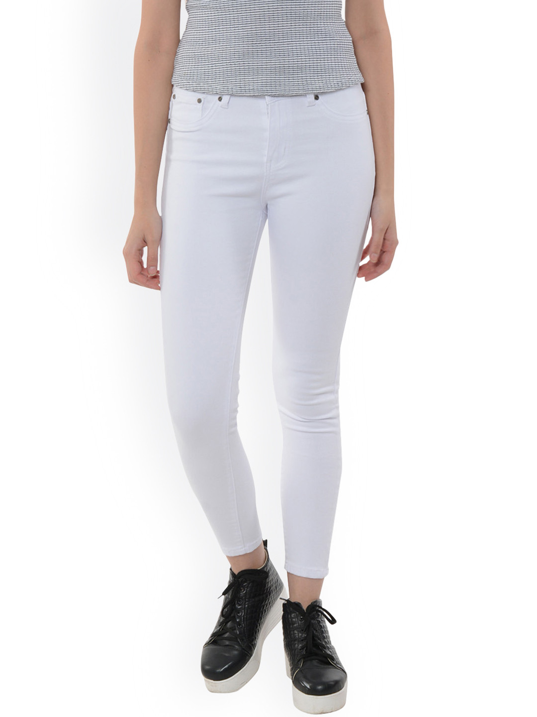 Gipsy Women White Slim Fit Mid-Rise Clean Look Stretchable Jeans