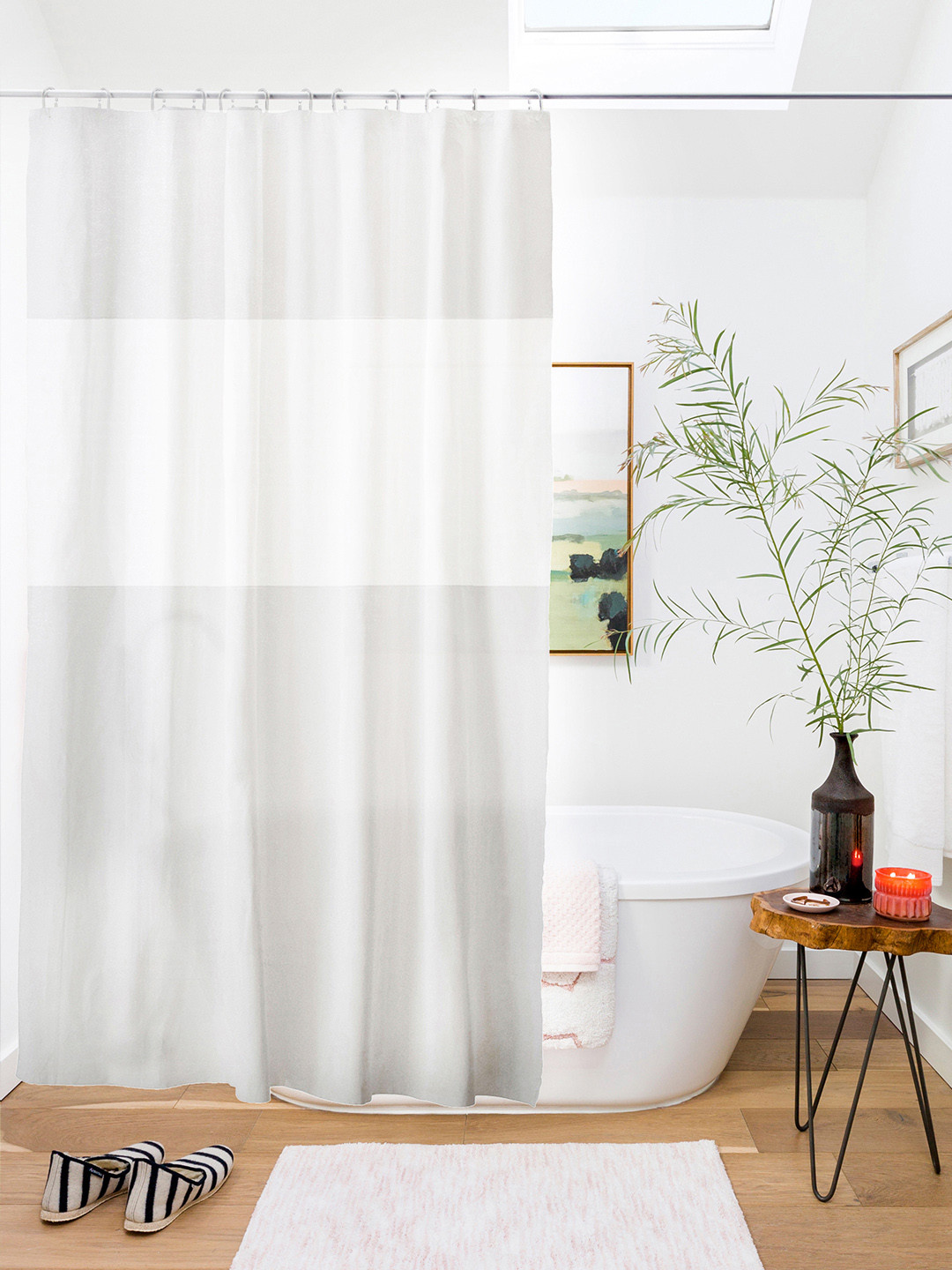 Story@home White PVC Waterproof Water Repellent Designer Shower Curtain