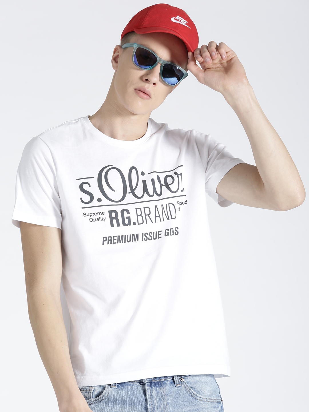 Buy S.Oliver Men White Brand Neck Shirt - Tshirts for Men 4242244 | Myntra